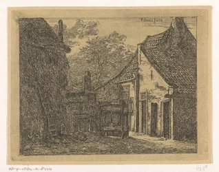 Ferme avec meule de foin
