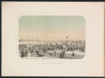 Divertissement sur glace sur la Meuse à Rotterdam, vu depuis le bastion, 1855