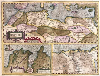 Afrique du Nord avec siège de Tunis et delta du Nil (gravure)