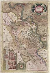 Le cours du Rhin en Westphalie, Allemagne (gravure)
