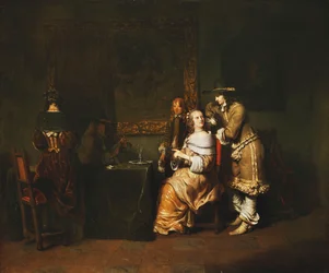 Compagnie élégante jouant aux cartes dans un intérieur