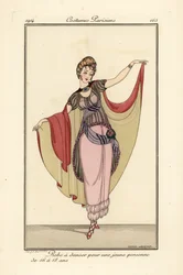 Jeune femme en robe de danse avec cape