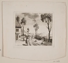 Paysage avec un garçon courant