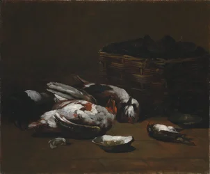 Nature Morte avec Oiseaux Morts et Panier d
