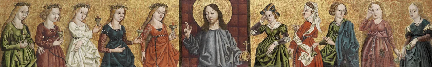 Salvator Mundi flanqué des Vierges sages et folles, vers 1500