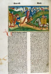 Une page de la Bible de Nuremberg, édition allemande, ...