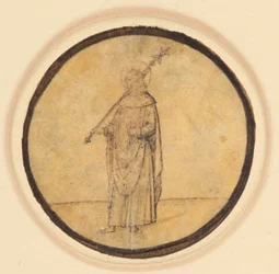 Un médaillon représentant Saint Louis de France tenant un sceptre sur son épaule droite