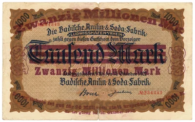 Un billet de vingt millions de marks, 1922