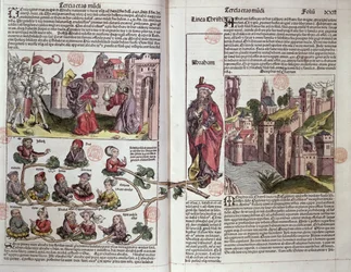 Abraham et ses descendants, de la Chronique de Nuremberg par Hartmann Schedel (1440-1514) 1493
