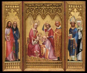 Adoration des Mages, Saint Sévère et Sainte Walburge, Saint Jacques et Saint Philippe, vers 1410