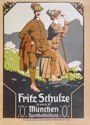 Publicité pour les vêtements de marche Fritz Schulze, vers 1910