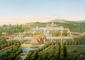 Vue aérienne de la villa du roi Guillaume de Wurtemberg, publiée en 1860