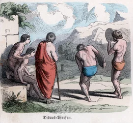 Histoire ancienne. Grèce. Compétitions athlétiques, jeu du disque. Allemand ... (gravure)