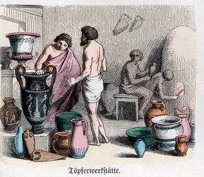 Histoire ancienne. Grèce. Atelier de poterie, fabrication d