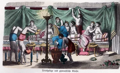 Histoire ancienne. Grèce. Scène de banquet et de jeux gymniques. ... (gravure)