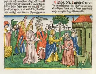 Apocryphes : Tobie rend la vue à son père Tobit avec le fiel d
