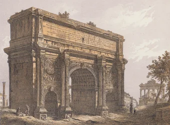 Arc de Septime Sévère, Rome (lithographie couleur)