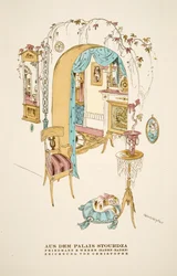 "Aus dem Palais Stourdza", publicité pour Friedmann  Weber (Baden-Baden)", extrait de Styl, pub. 1922 (impression sur pochoir)