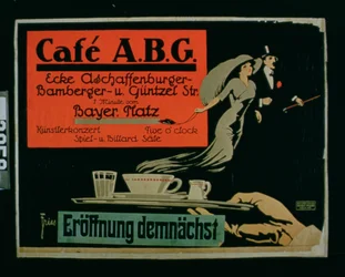 Café ABG" (lithographie couleur)