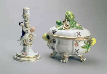 Chandelier et bol couvert du Service St. Andrew, Meissen, 1744-5