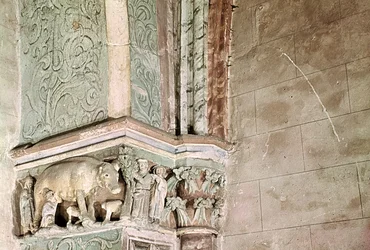 Chapiteau représentant le Judensau, vers 1301-25
