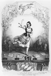 Caricature de Lola Montes (1821-61) dansant devant le roi Louis Ier de Bavière (1786-1868) vers 1847