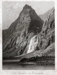 Cascade de Pissevache. (gravure, vers 1830)