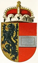 Armoiries de Salzbourg, avec un chapeau de prince reposant sur le bouclier, vers 1898