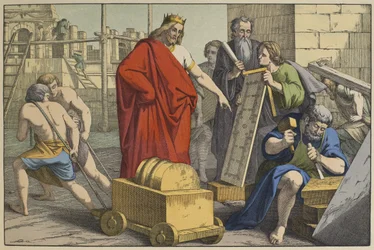 Construction du Temple de Jérusalem, illustration de L