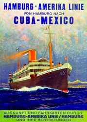 Cuba - Mexique, affiche publicitaire pour la Hamburg American Line, 1899
