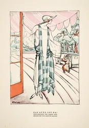 "Das Auto Ist Da !", publicité pour la robe de Marie Latz, tirée de Styl, pub.1922 (impression sur pochoir)