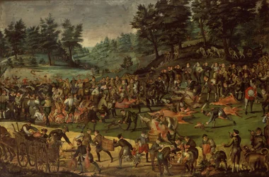Le duc de Wurtemberg, sa femme Dorothée de Bade et des courtisans célébrant après la chasse
