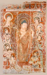 Fac-similé de peintures de temples rupestres maintenant au Musée Royal, Berlin, fin 19e-début 20e siècle