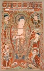 Fac-similé de peintures de temples rupestres maintenant au Musée Royal, Berlin, fin 19e-début 20e siècle