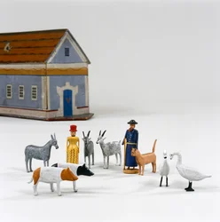 Figures devant une arche de Noé