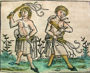 Flagellants, publié dans la Chronique de Nuremberg, 1493