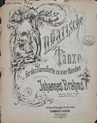 Frontispice des Danses hongroises (Ungarische Tanze) de Johannes Brahms (1833-1897)