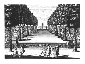 Théâtre de jardin à Herrenhausen, gravé par Joost Van Sasse
