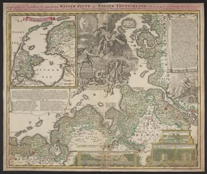 Présentation géographique de la misérable inondation en Basse-Allemagne, qui a eu lieu le 25 décembre 1717, c.1718