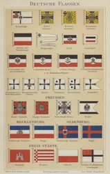 Drapeaux allemands (lithographie en couleur)
