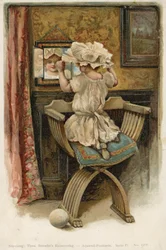 Fille en bonnet se regardant dans le miroir