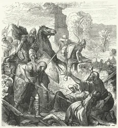 Envahisseurs hongrois en Italie, début du 10ème siècle (gravure)