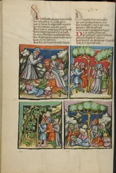 Enluminures de la Weltchronik, ms. 33, fol. 135v, vers 1400-10
