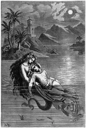 Illustration pour La Petite Sirène, tirée des Contes de Hans Christian Andersen (1805-75), 1869