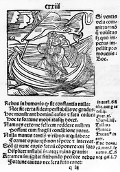 Illustration tirée du Stultifera Navis Mortalium par Sebastian Brant, imprimée par Johannes Schenspenger, 1497