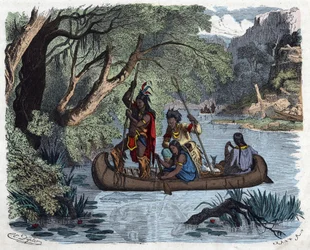 Indiens pêchant à bord d