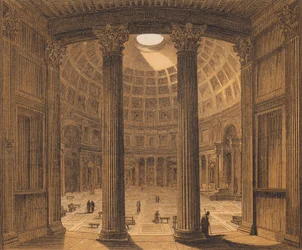 Intérieur du Panthéon, Rome (lithographie couleur)