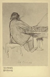Johannes Brahms jouant du piano