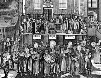 Kiddush Levana par Georg Puschner tirée du Jüdisches Ceremoniel de Kirchner, 1726