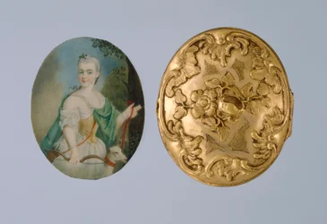 Médaillon avec miniature de Wilhelmine en Diane, milieu du XVIIIe siècle